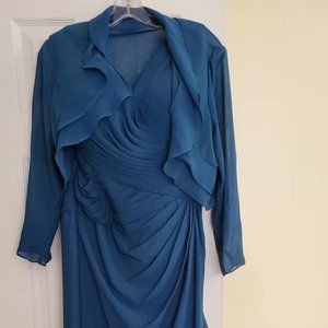 NWT Strapless Teal Gown (Floor-Length) with Bolero